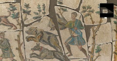 Particolare del Mosaico con scene di caccia