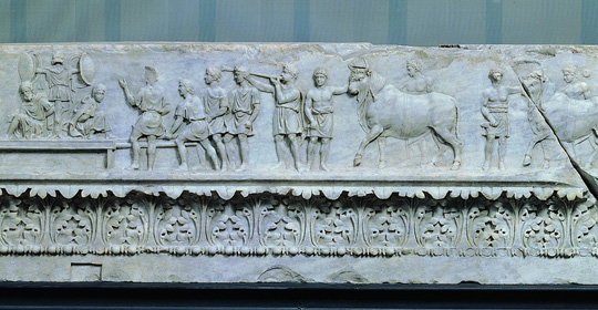 Fregio della decorazione interna del Tempio di Apollo Sosiano con processione trionfale