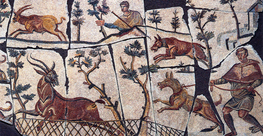 Mosaico con scene di caccia da Santa Bibiana (inizio IV secolo d.C.)