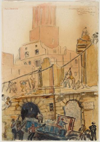 Demolizione della casa al n. 30 di piazza del Foro di Traiano Demolizione della casa al n. 30 di piazza del Foro di Traiano